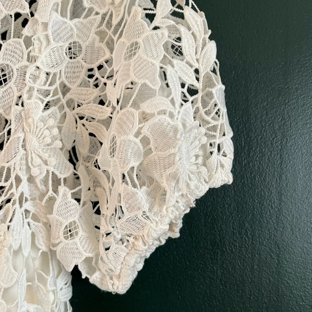 Shoshanna White Floral Lace Fit & Flare Dress Size 4 Romantic Wedding - Picture 6 of 12